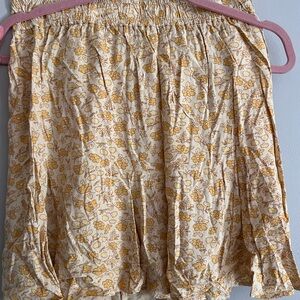 Madewell Floral Cream and Yellow A-Line Skirt